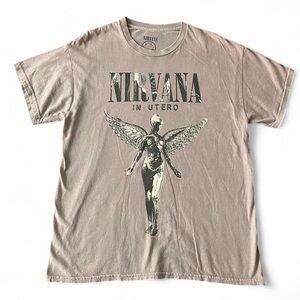 NIRVANA Beige Smiley Face Tee